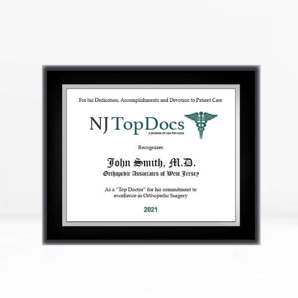 NJ Top Docs Plaque Award Package USA Top Docs